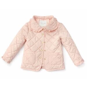 Janie and Jack Girls Pink Quilted Ruffle Jacket Coat Size 3–4 NEW Without Tags
